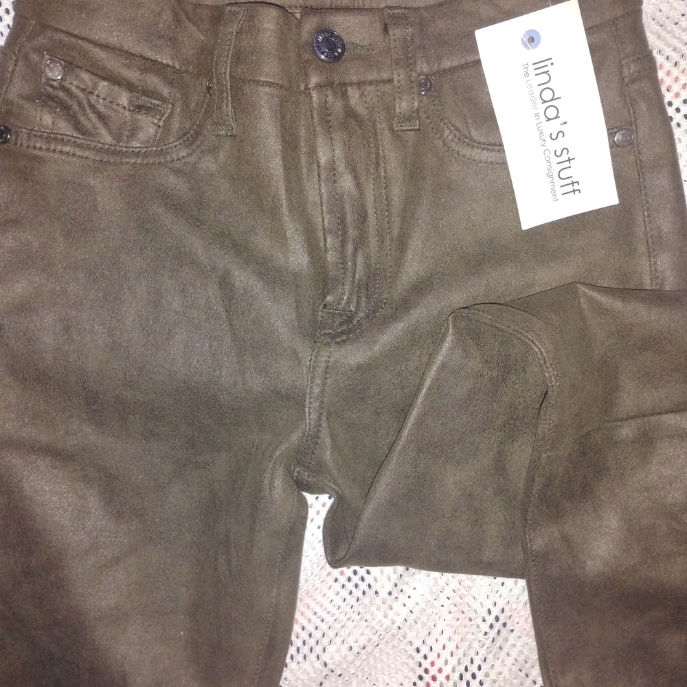 Women's Olive Faux Leather Pants